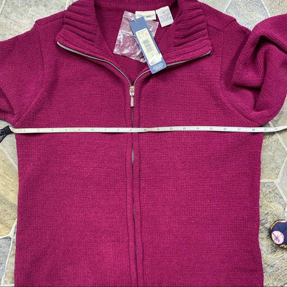 Cherokee Raspberry Fiz Zip Up Cardigan Sweater - Picture 7 of 10